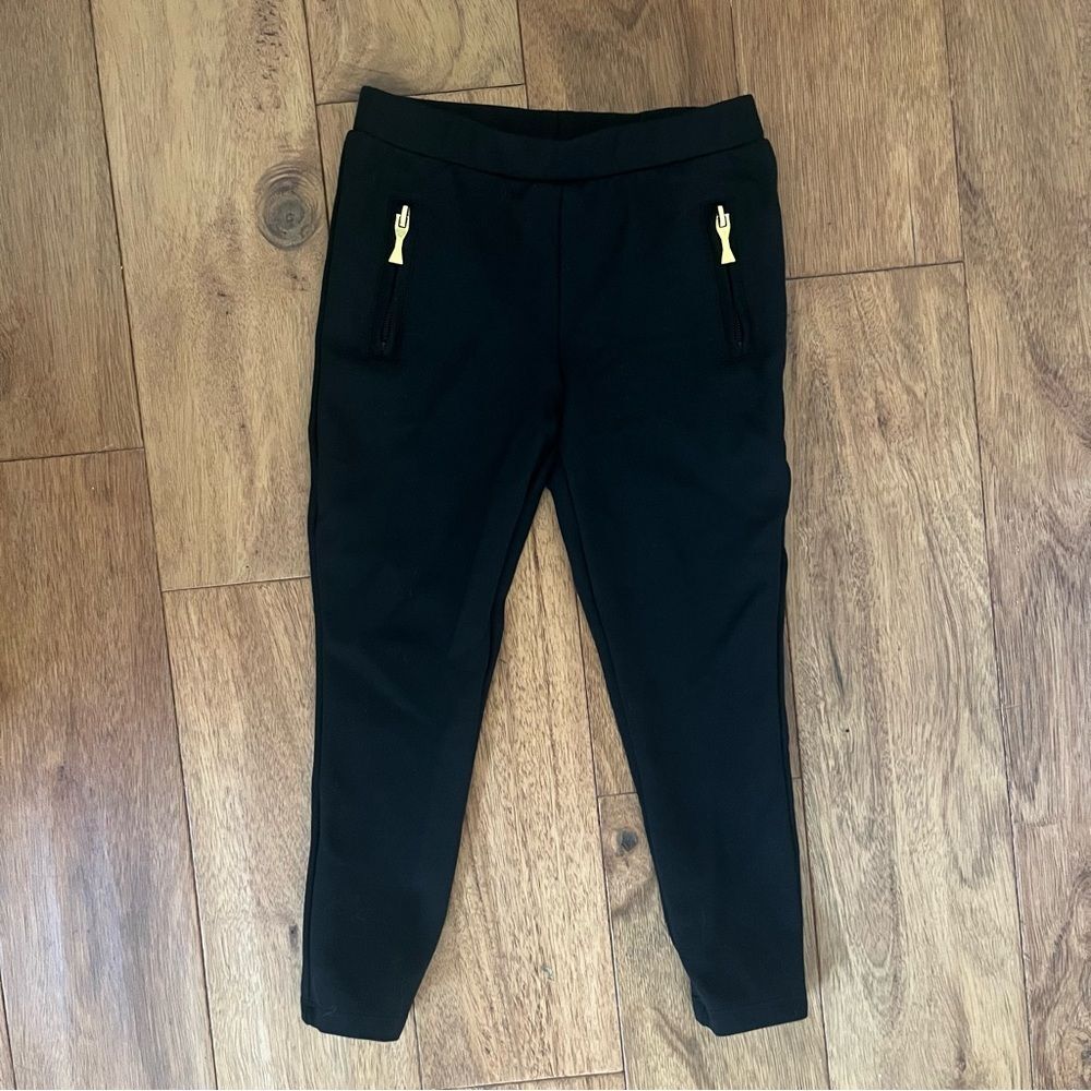 Kate Spade Black Preppy Leggings with Gold Zipper accent - Size 4T